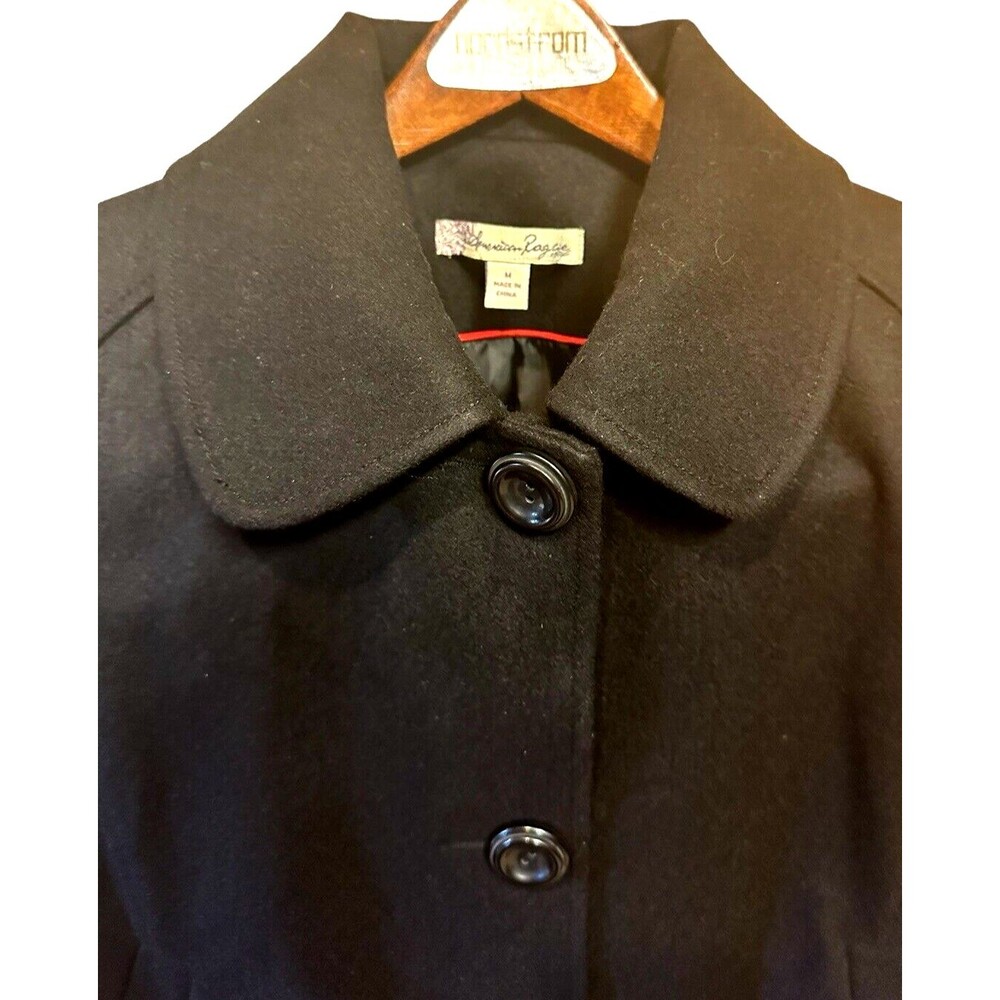 NWT black peacoat wool blend lined size M classic dark academia minimalist - Picture 11 of 16